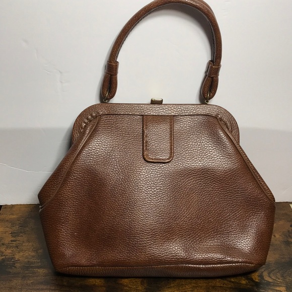 Gaymode by Rochelle Handbags - Vintage Gaymode by Rochelle Brown Leather Gold Detail Hardware Bag Grandmacore
